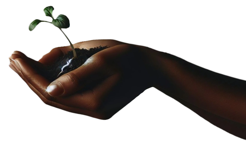 Hand holding a sprout, symbolizing hope and new beginnings.